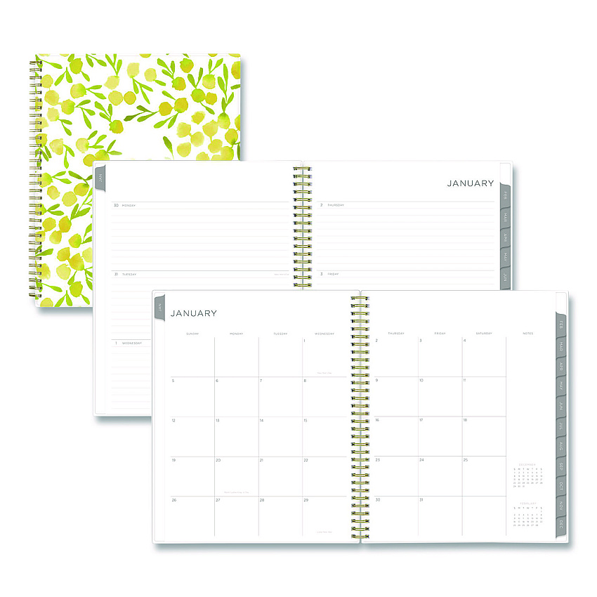 Blue Sky Mimosa Weekly/Monthly Planner, 11 x 8.5, Floral Artwork, Yellow/Green/White Cover, 12-Month (Jan to Dec): 2026 (149059)