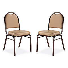 NPS 9200 Series Premium Upholstered Stack Chair, Vinyl, Supports 500 lb, 19" Seat Ht, French Beige Seat/Back, Mocha Base, 2/Pack (9201M2)