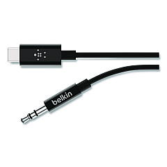 Belkin RockStar 3.5mm Audio Cable with USB-C Connector, 3 ft, Black (F7U079BT03BL)