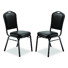 NPS 9300 Series Deluxe Upholstered Stack Chair, Vinyl, Supports Up to 500 lb, 19" Seat Height, Black Seat/Back/Base, 2/Pack (9310BT2)