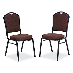 NPS 9300 Series Deluxe Upholstered Stack Chair, Fabric, Supports 500 lb, 19" Seat Height, Chocolatier Seat/Back, Black Base, 2/PK (9361BT2)