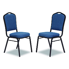 NPS 9300 Series Deluxe Upholstered Stack Chair, Fabric, Supports 500 lb, 19" Seat Ht, Natural Blue Seat/Back, Black Base, 2/Pack (9374BT2)