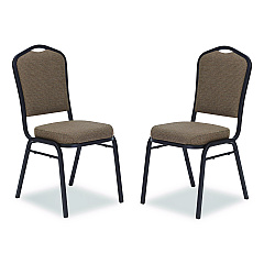 NPS 9300 Series Deluxe Upholstered Stack Chair, Fabric, Supports 500 lb, 19" Seat Ht, Natural Taupe Seat/Back, Black Base, 2/Pack (9378BT2)