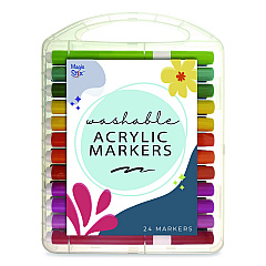 The Pencil Grip Washable Acrylic Markers, Fine Bullet Tip, Assorted Colors, 24/Pack (498)