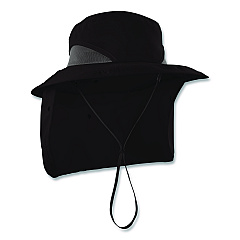 ergodyne Chill-Its 8934 Ranger Hat with Neck Shade, Microfiber/Polyester, Large/X-Large, Black (12726)