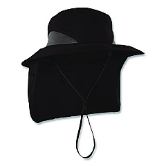 ergodyne Chill-Its 8934 Ranger Hat with Neck Shade, Microfiber/Polyester, Small/Medium, Black (12725)