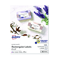 Avery Sure Feed Glossy Labels, 2 x 3, White, 8 Labels/Sheet, 10 Sheets Pack (22890)