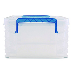 Advantus Super Stacker Lift-Off Lid Storage Tote, 14.25 x 10.3 x 6.5, Transparent/Blue (39811)