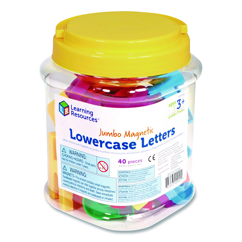 Learning Resources Jumbo Lowercase Magnetic Letters, 1.5" Tall, Assorted Color Characters, 40 Pieces (LER0451)