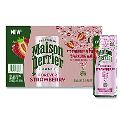 Nestle Maison Perrier Sparkling Water, 11.15 oz Can, Strawberry, 8 Cans/Box (91122)