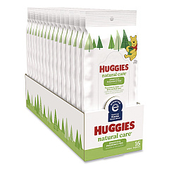 Huggies Natural Care Sensitive Baby Wipes, 6.6 x 6.86, Unscented, White, 16/Pack, 16 Packs/Carton (40706)