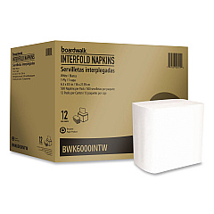 Boardwalk Interfold Napkins, 1-Ply, 8.8 x 6.3, White, 500/Pack, 12 Packs/Carton (6000INTW)