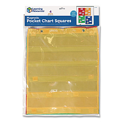Learning Resources Magnetic Pocket Chart Squares, 7 Pockets, 14" w  x 17" h, Assorted Colors, Set of 4 (LER2384)