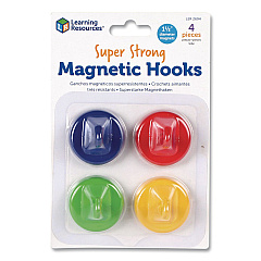 Learning Resources Super Strong Magnetic Hooks, Small, 1.5" Diameter, Assorted Colors, 4 Pieces (LER2694)