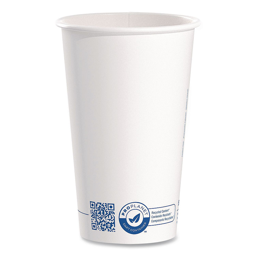 SOLO Recycled Content PCF Paper Hot Cups, ProPlanet Seal, 16 oz, White/Blue, 1,000/Carton (316RCPLANET)