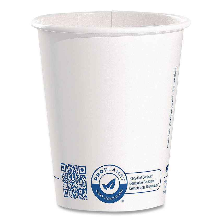 SOLO Recycled Content PCF Paper Hot Cups, ProPlanet Seal, 10 oz, White/Blue, 1,000/Carton (370RCPLANET)