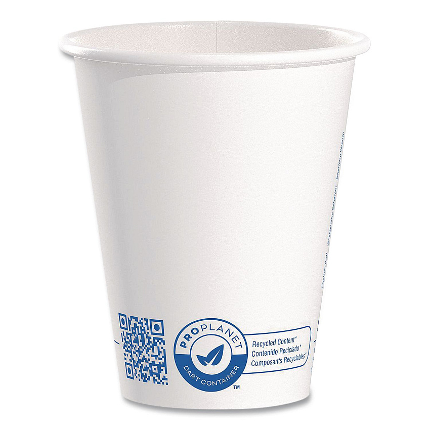 SOLO Recycled Content PCF Paper Hot Cups, ProPlanet Seal, 8 oz, White/Blue, 1,000/Carton (378RCPLANET)