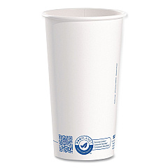 SOLO Recycled Content PCF Paper Hot Cups, ProPlanet Seal, 20 oz, White/Blue, 600/Carton (420RCPLANET)