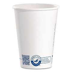 SOLO Recycled Content PCF Paper Hot Cups, ProPlanet Seal, 12 oz, White/Blue, 1,000/Carton (412RCNPLANET)