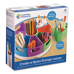 Learning Resources Create-a Space Storage Center, 9 Compartments 12" dia x 4"h, Assorted Colors, Plastic (LER3806)