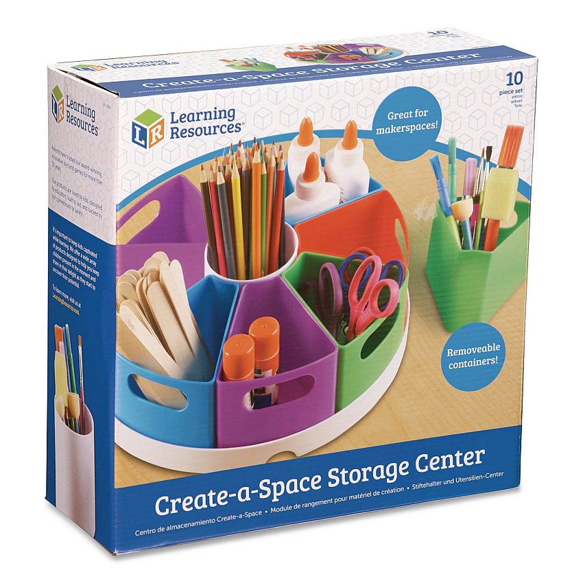 Learning Resources Create-a Space Storage Center, 9 Compartments 12" dia x 4"h, Assorted Colors, Plastic (LER3806)