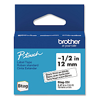 Brother Genuine P-Touch BTAG Label Tapes, 0.47" x 13.1 ft, Black on White (BTAG231)