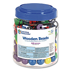 Learning Resources Beads in a Bucket, Wood, Small, Assorted Colors, 1.4 lb Bucket (LER0140)