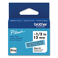 Brother Genuine P-Touch BTAG Label Tapes, 0.47" x 13.1 ft, Black on Light Blue (BTAGL31)