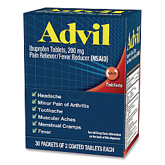 Advil Ibuprofen Tablets Refill Packs, Two-Pack, 30/Box (64008)