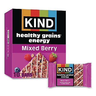 KIND Healthy Grains Energy Mixed Berry Bars, 1.4 oz Bar, 10/Box (67073)