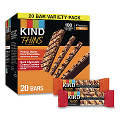 KIND Thins Peanut Butter Dark Chocolate and Dark Chocolate Cherry Cashew Variety Pack, 0.74 oz Bar, 20/Box (41891)