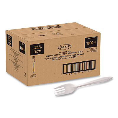 SOLO Style Setter Medium Weight Polypropylene Cutlery, Fork, Plastic, White, 1,000/Carton (F6OW)