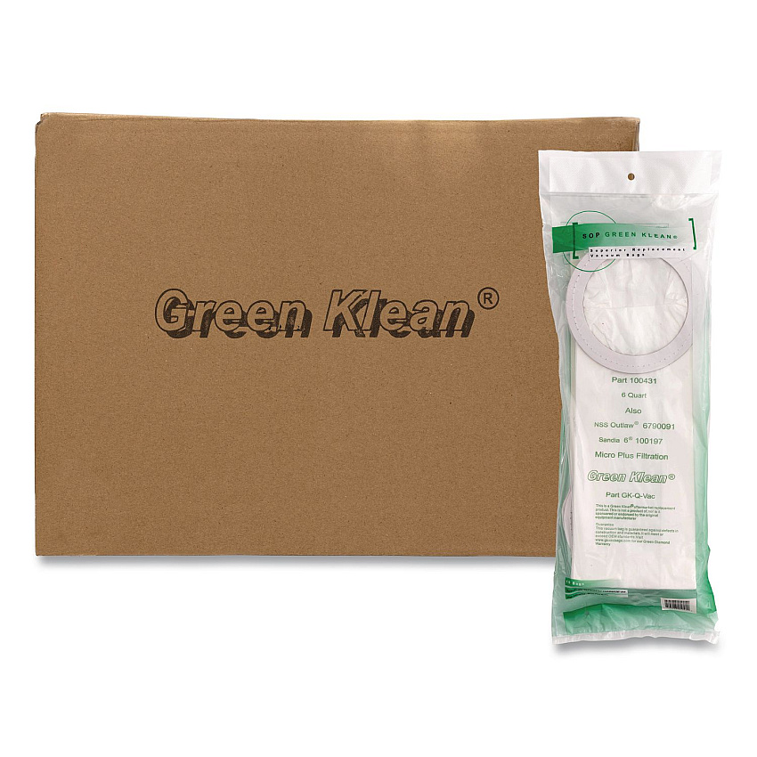 Compatible Green Klean GK-Q-Vac Replacement Bag, 10 Bags/Pack, 10 Packs/Carton