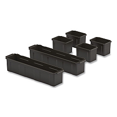 Suncast Commercial Customizable Bin System for Utility Carts, 2 Large Bins, 4 Small Bins, Black (PUCBIN6)