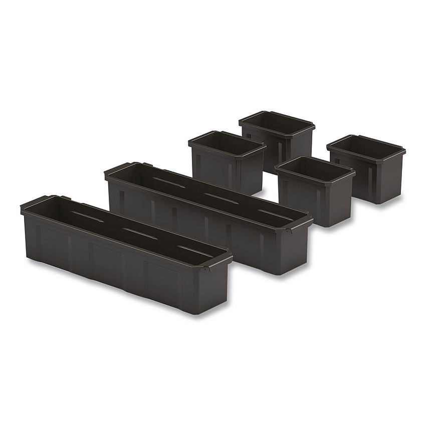 Suncast Commercial Customizable Bin System for Utility Carts, 2 Large Bins, 4 Small Bins, Black (PUCBIN6)