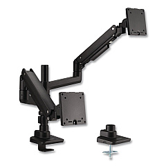 AbilityOne 7110017256061, SKILCRAFT HD Full Articulating Gas-Spring Dual Arm w/Tray, For 49" Monitor/360 Rot/90 Tilt, BK, Supports 44 lb