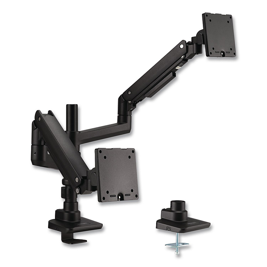 AbilityOne 7110017256061, SKILCRAFT HD Full Articulating Gas-Spring Dual Arm w/Tray, For 49" Monitor/360 Rot/90 Tilt, BK, Supports 44 lb