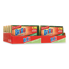 Brillo Estracell Heavy Duty Scrub Sponge, 4.5 x 2.75, 0.8" Thick, Yellow/Green, 3 Sponges/Pack, 8 Packs/Carton (21031)