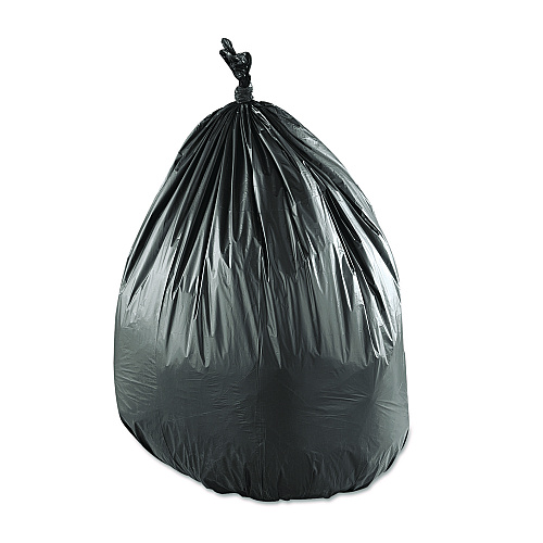 Inteplast Group Low-Density Commercial Can Liners, 55 gal, 1.15 mil, 43" x 47", Black, Interleaved Roll, 25 Bags/Roll, 5 Rolls/Carton (SLW4347SPKC)