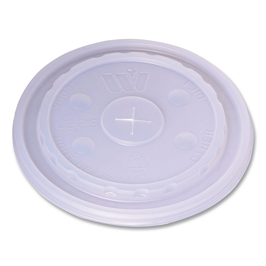 WinCup Plastic Lids for Foam Cups and Bowls, Slotted, Fits 32 oz to 64 oz Cold Cups, Translucent, 1,000/Carton (221936)