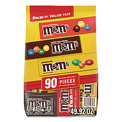 M&amp;M's Milk Chocolate, Peanut and Peanut Butter Fun Size Variety Pack, Assorted Flavors, Individually Wrapped, 90 Pieces (22002630)
