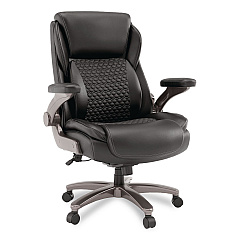 Alera Leithen Bonded Leather Big and Tall Midback Chair, Supports 400 lbs,19.49" - 22.44" Seat Height, Black Seat/Back, Silver Base (LT42B49)