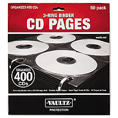 Vaultz Two-Sided CD Refill Pages for Three-Ring Binder, 50/Pack (VZ01415)