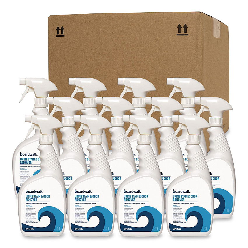 Boardwalk Urine Stain and Odor Remover, Fresh Mint Scent, 32 oz, 12/Carton (4835)