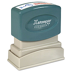 Xstamper Two-Color Title Stamp, ENTERED, Blue/Red (2027)