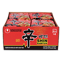 NONGSHIM Gourmet Spicy Ramyun Noodle Soup, Spicy Chicken, 4.23 oz Packet, 16/Carton (22002654)