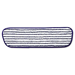Rubbermaid Commercial Microfiber Finish Pad, 18 x 5 1/2, Blue/White, 6/Box (Q800WHI)