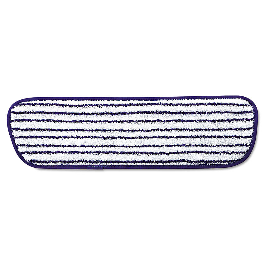 Rubbermaid Commercial Microfiber Finish Pad, 18 x 5 1/2, Blue/White, 6/Box (Q800WHI)