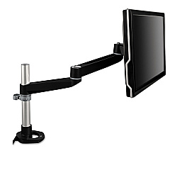 3M Dual Monitor Swivel Arm, 360 Degree Rotation, +15 Degree/-90 Degree Tilt, 180 Degree Pan, Black/Gray, Supports 30 lb (MA140MB)