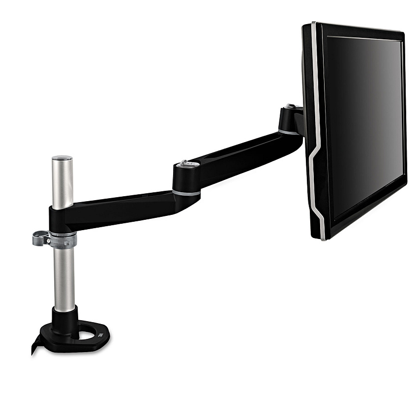 3M Dual Monitor Swivel Arm, 360 Degree Rotation, +15 Degree/-90 Degree Tilt, 180 Degree Pan, Black/Gray, Supports 30 lb (MA140MB)